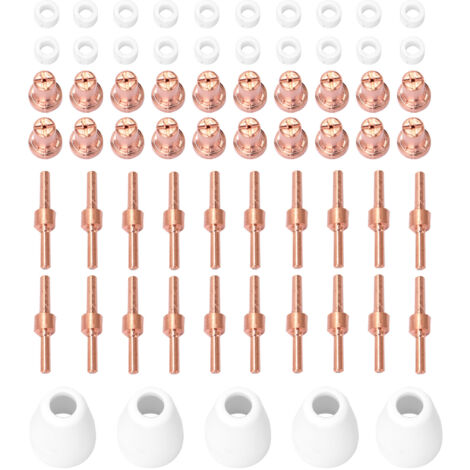 65 pièces de rechange pour machine de découpe plasma, embouts de torche plasma PT31, buse d'électrode, raccords de nez de coupe de torche 40 A, buse d'électrode étendue (1/5)
