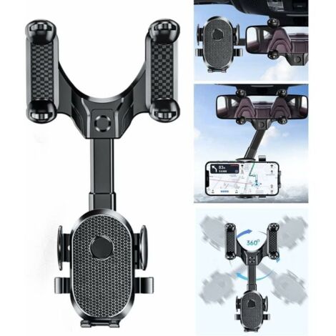 Support Téléphone Voiture - Téléphone Support pour Rétroviseur - Téléphone Support Pivotant 360° Rétractable pour Rétroviseur Automobile (1/4)