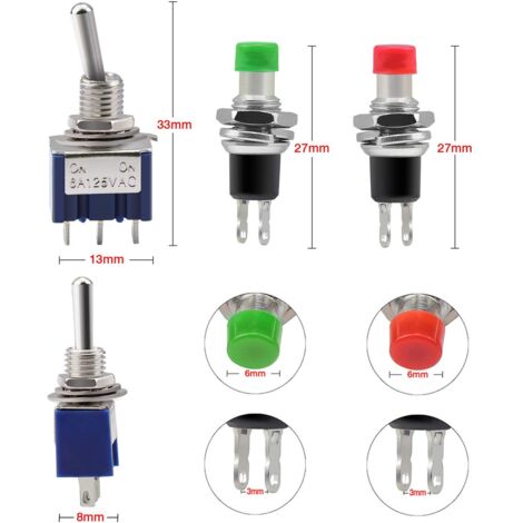 Briny River 2 Interrupteurs à Bascule 12/24V – IP68 étanches Avec LED Bleue Et Rouge