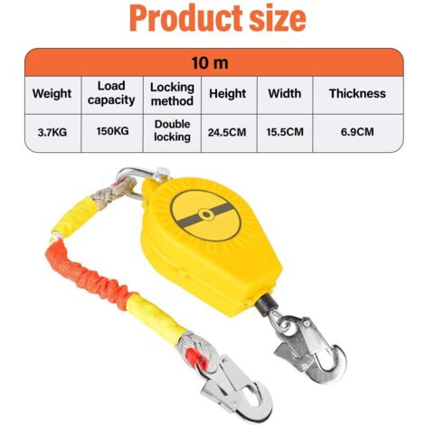 XUXLEKK Antichute A Rappel Automatique 10m, Dispositif Anti Chute A XUXLEKK Antichute A Rappel Automatique 10m, Dispositif Anti Chute A