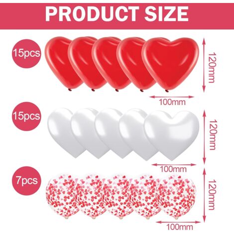 24 Ballons Cœur Aluminium 18 Pouces Blanc Et Crème - Kit Décoration Hélium Saint-Valentin Mariage Anniversaire