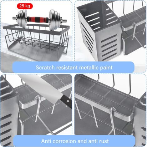 VINEST Organisateur Évier Auto-Vidange – Porte-Éponge Cuisine/Salle De Bain En Acier Inoxydable Blanc