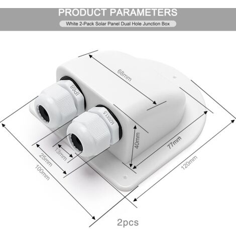 ChAusa 2 Pièces Passe-Toit Solaire - Presse-Étoupes Double Entrée Câble, Étanche IP68 Pour Camping-Car, Caravane, Bateau (Noir)