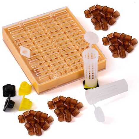 RANRAO Kit Complet Élevage Reines Abeilles - Système Cupuleuses Apiculture Avec 100 Cupules, Cages, Supports - Élevage Sans Greffage