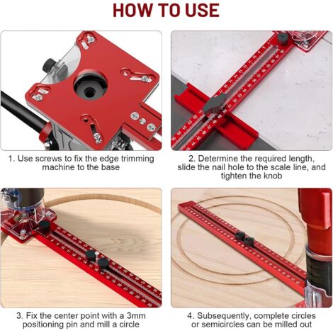Diy Adjustable Router Compass 4 in 1 Adjustable Router Milling Compass - 90-610mm Radius Multi ...
