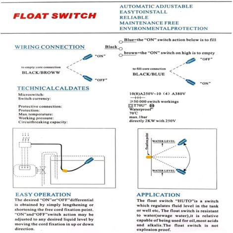 Water Level Regulator Cable, 3M Liquid Level Regulator Cable, Float