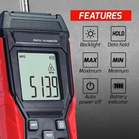 Tachometer 2 in 1 Photosensor Laser Contactless 399999RPM and Contact ...