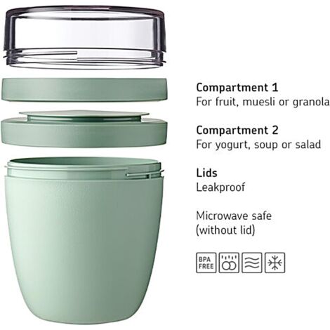 Boîte à lunch avec 2 couvercles, petit récipient de rangement amovible ...