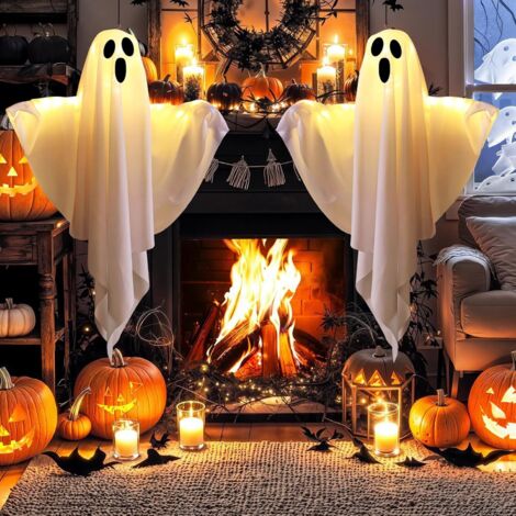 2 Pièces Halloween FantôMe Suspendue DéCoration, Fantôme Forme Coloré LED éclairage Manche à Air, Accessoires de Décoration de Fête Halloween 2 Pièces Halloween FantôMe Suspendue DéCoration, Fantôme Forme Coloré LED éclairage Manche à Air, Accessoires de Décoration de Fête Halloween