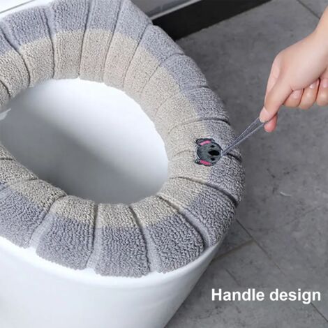 Housse D'abattant WC Motif Nain De Noël - Ensemble Couvercle Réservoir + Abattant + Tapis, Polyester, Décoration Salle De Bain - 5