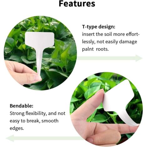 100 Étiquettes Plantes Jardin Blanc – Plastique PVC Imperméable, Résistant UV, 10×2 Cm, + Marqueur – Identification Potager & Fleurs