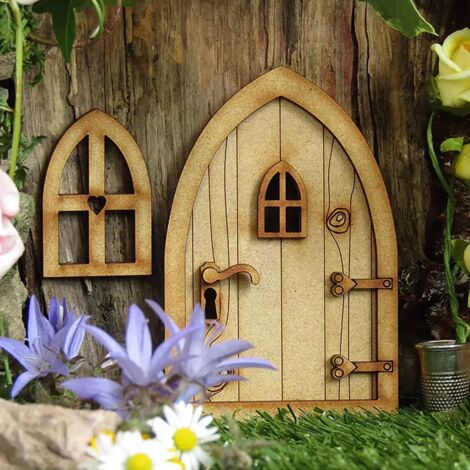 Kit De 3 Portes De Fées En Bois 2D – Décoration Murale Ou De Jardin Pour Chambre D’enfant, Arbre, Coquillage - 12