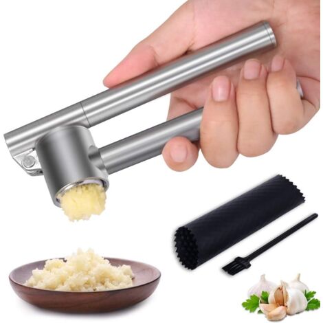 Presse à Ail En Métal - Broyeur Et Éplucheur D'Ail Manuel - Acier Inoxydable - Gadget De Cuisine - 9