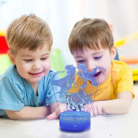Veilleuse 3d Dinosaure Pour Chambre D'enfants Lampe De Nuit à Capteur Tactile Intelligent Avec Telecommande Usb Rechargeable 7 16 Couleurs Lampe De P8231015