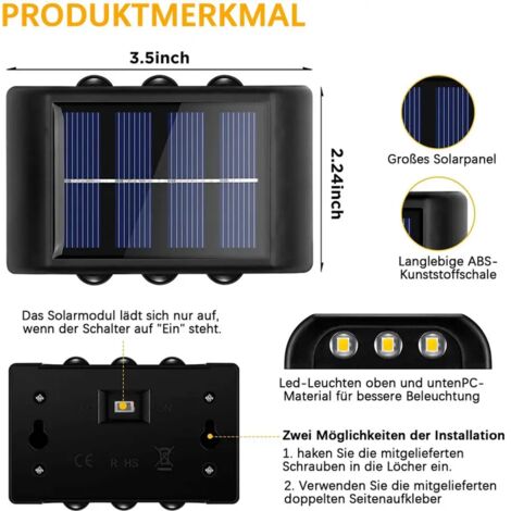 Lampes Solaires Clipables étanches | 24 LED, 3 Modes, Détecteur Intelligent Pour Jardin, Portail, Terrasse, Camping
