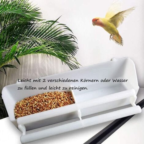 Mangeoire Oiseaux Double Plateau - Support Fer Pour Arbre/clôture, Bain Et Nourriture Extérieur