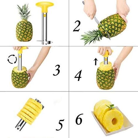 Trancheuse à Ananas En Acier Inoxydable 3 En 1 Avec Éplucheur Et 4 Fourchettes - Coupe Rapide Et Propre