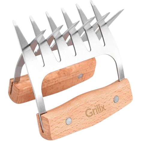 GrillX Luxe Meat Claws - Poignée en bois - Meat Claws en acier inoxydable - Déchiqueteuse à viande - Pulled Pork, Poulet - Accessoires pour barbecue Kamado (1/4)