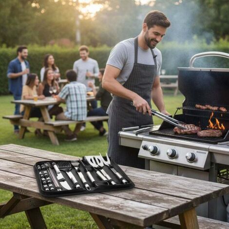 Ensemble D'ustensiles De Barbecue Professionnels En Acier Inoxydable Pour Exterieur Avec Sac De Transport Pratique Ensemble De 9 91406713