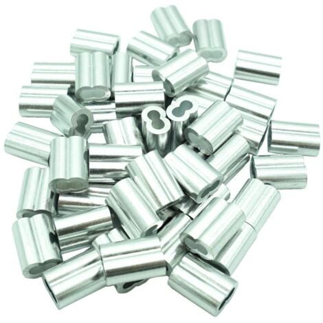 Cable Acier 2mm 200 Manchons Sertissage Aluminium Pour Câbles 2mm - Idéal Corde à Linge, Laisse Chien, Bricolage - Fixation Secure Boucles Connexion Câble