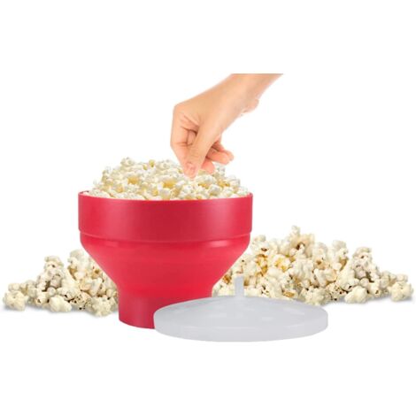 Grande machine à pop-corn pour micro-ondes, bol pliable en silicone pour micro-ondes Popcorn Popper avec couvercle et poignée, passe au lave-vaisselle(Rouge Grande machine à pop-corn pour micro-ondes, bol pliable en silicone pour micro-ondes Popcorn Popper avec couvercle et poignée, passe au lave-vaisselle(Rouge