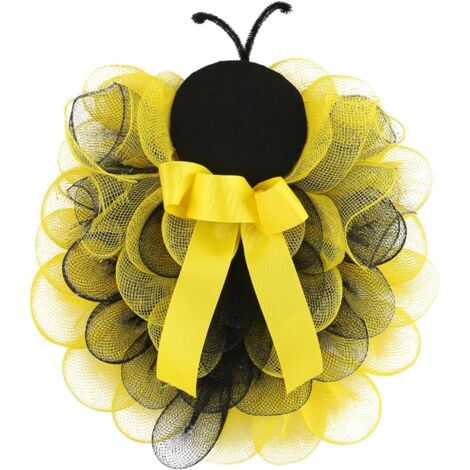 Couronne été abeilles – 14 pouces (35,5 cm), thème abeille, fête/décoration porte (1/4)