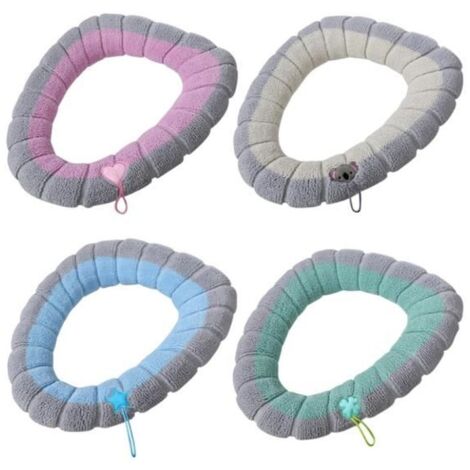 Housse de siège de toilette - Multicolore - Lot de 4 - Douce et extensible - Design mignon - Universel (1/4)