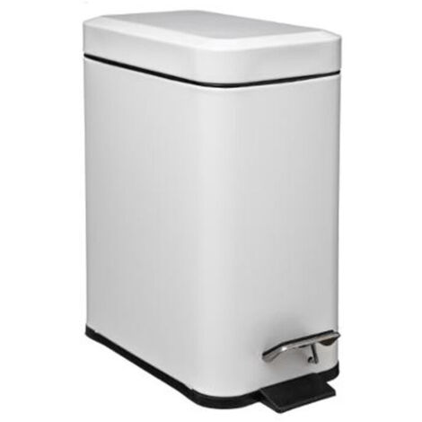 Poubelle de Salle de Bain "Rectangle" 5L Blanc (1/3)