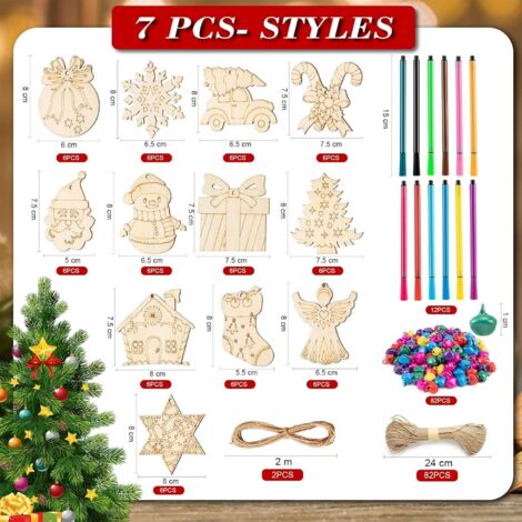 Décorations De Noël Vintage Kmart - 50 Ornements En Bois En Forme D'arbre, Boîte D'origine Des Années 80