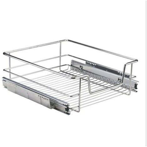 Basetbl – Panier de tiroir coulissant 56 cm – Grillage en acier chromé – Charge max 12 kg – Pour armoires de 60 cm