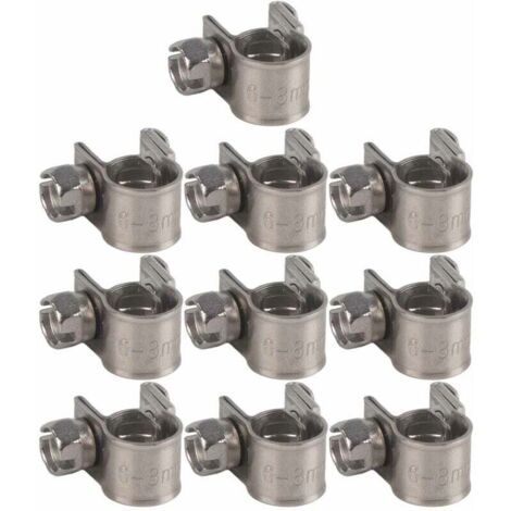 10pcs mini collier de serrage de tuyau de conduite de carburant en acier inoxydable 6mm (1/5)