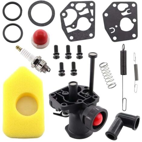 Kit carburateur pour tondeuse à gazon Briggs & Stratton 499809 498809A 494406 et filtre à air 698369 Ressort de régulateur 691859 692211 Membrane 795083 495770, (1/5)
