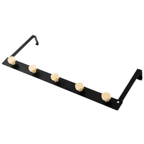 Patère en Métal & Bambou "5 Têtes"16cm Noir (1/5)