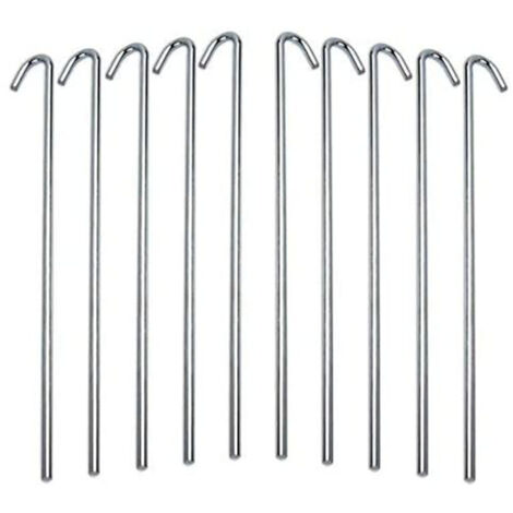 Lot de 50 piquets de Tente en Acier galvanisé 22,9 cm Argenté. (1/5)