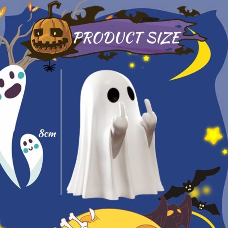 Norhogo Statue Fantôme Halloween - Figurine Résine Artisanale 6x8,5 Cm - Déco Intérieur/extérieur - Cadeau Original Esprit Effrayant Mais Mignon