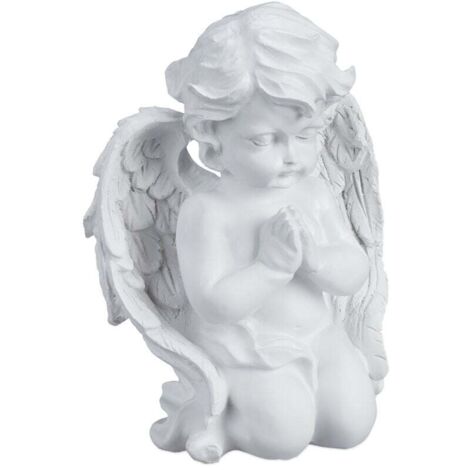 Décoration pour une tombe, ange priant, résiste aux UV, au gel, aux intempéries, HLP 20x15x11 cm, blanche (1/5)