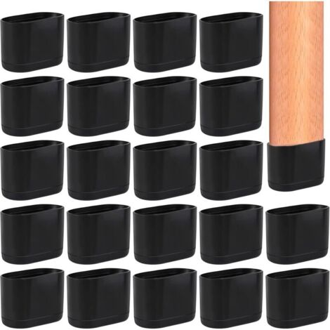Embout de Chaise Noir, 24 Pcs Protections Pied de Chaise pour Protéger les Meubles et le Sol, Embout de Chaise Convient aux Pieds de Table en Plastique (15×30mm)