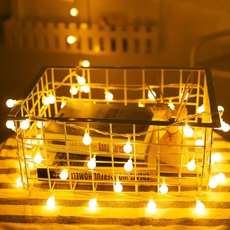 Guirlande lumineuse de globe,6M 40 Pcs LED à piles fairy lights, Monochrom à deux modes et décoration brillante foudre pour,Noël Chambre Chambre intérieure et extérieure (1/5)