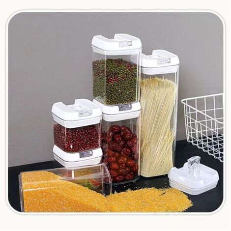 Boîte Rangement Hermétique Céréales 4 Grilles 2500 Ml - Distributeur Alimentaire Transparent Avec Couvercles Multi-Ouverture