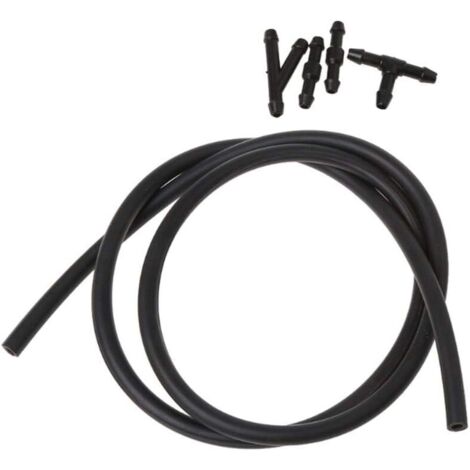 5pcs Voiture Tuyau De Pulvérisation d'eau De Pare-Brise Avant, Buse D'essuie-Glace Brouillard Lave-Linge Tuyau De Pulvérisation avec Bec Joint Ensemble Kit De Buse 2m