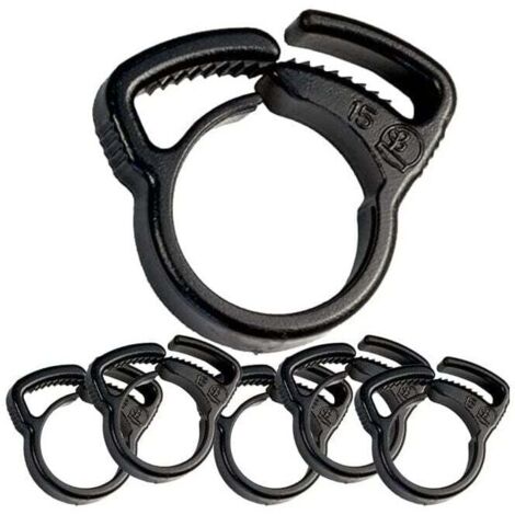 Lot de 50 Collier d'irrigation goutte à goutte de 16 mm, noirs. Utiles pour les tuyaux de 16 mm, fixation du tuyau (1/5)