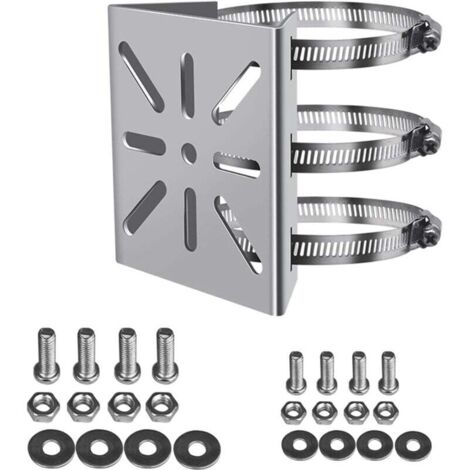 Universel Montage Vertical sur Poteau Support pour caméra de sécurité,3 Boucles Acier Inoxydable Support d'angle Montage,Support mât Convient aux caméras vidéosurveillance(100mm) (1/5)