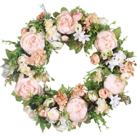 Couronne Artificielle - Diamètre : 50,8 Cm - Grande Couronne Décorative D'extérieur Pour Porte D'entrée, Mariage, Jardin, Fenêtre, Extérieur