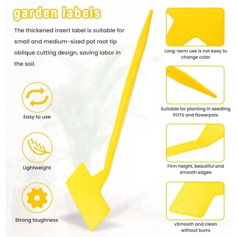 30 Grandes Étiquettes Jardin 36 Cm Jaunes – Réutilisables, Zone Écriture Large, Plastique Solide Pour Plantes & Potager
