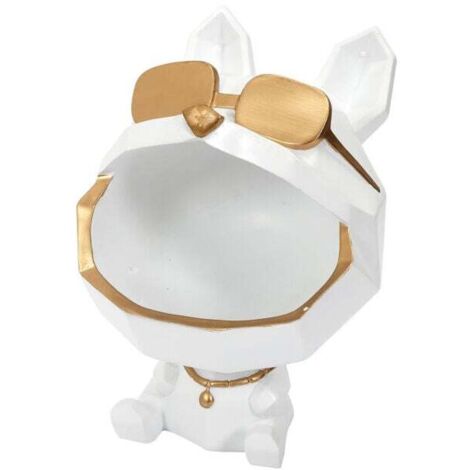 Statuette & Vide-Poche "Chien à Lunettes" 23cm Blanc (1/5)