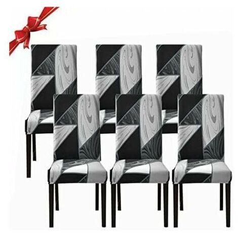 Housse de Chaise Salle à Manger Extensible 6 Pièces,Housse de Chaise Universelle Lavables,Couverture de Chaise Facile à Nettoyer pour Décor Salle à Manger Hôtel Restaurant(Noire,par 6) (1/5)