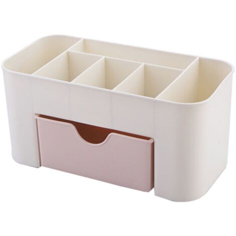 Organiseur de maquillage multifonction en polypropylène à 6 compartiments avec tiroir, rose Label (1/4)