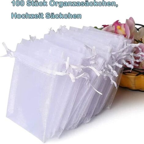 Lot 10 grands sachets organza Jaune doré, Pochettes organdi 12,5x17 cm