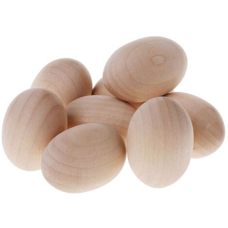 Lot de 20 œufs de Pâques en bois brut, œufs artificiels pour enfants, jeu de bricolage, décoration de maison de Pâques (1/4)