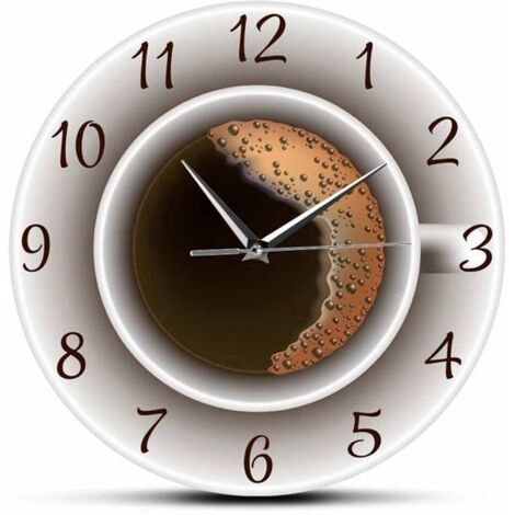 LOKMU Horloge silencieuse sans tic-tac de 10 pouces, horloge murale ronde, décorative pour le salon, la cuisine, la maison, la salle de bains, la chambre à coucher, le bureau ou l'école, tasse